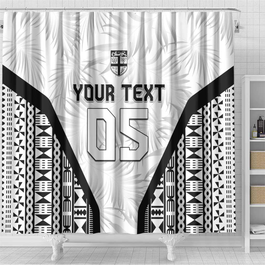 Custom Fiji 2026 Rugby Shower Curtain Fijian Tapa Pattern LT05 - Polynesian Pride