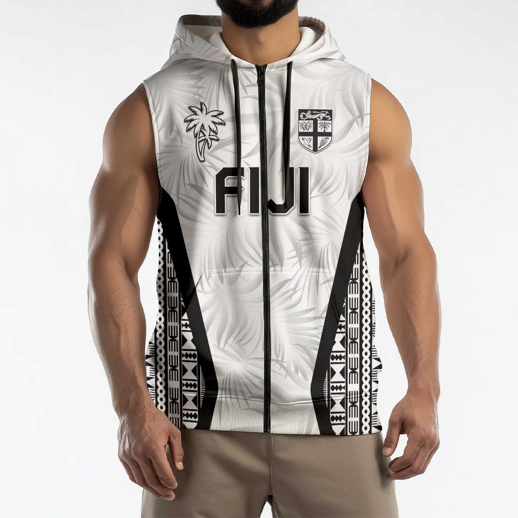 Custom Fiji 2026 Rugby Sleeveless Zip Hoodie Fijian Tapa Pattern LT05 - Polynesian Pride