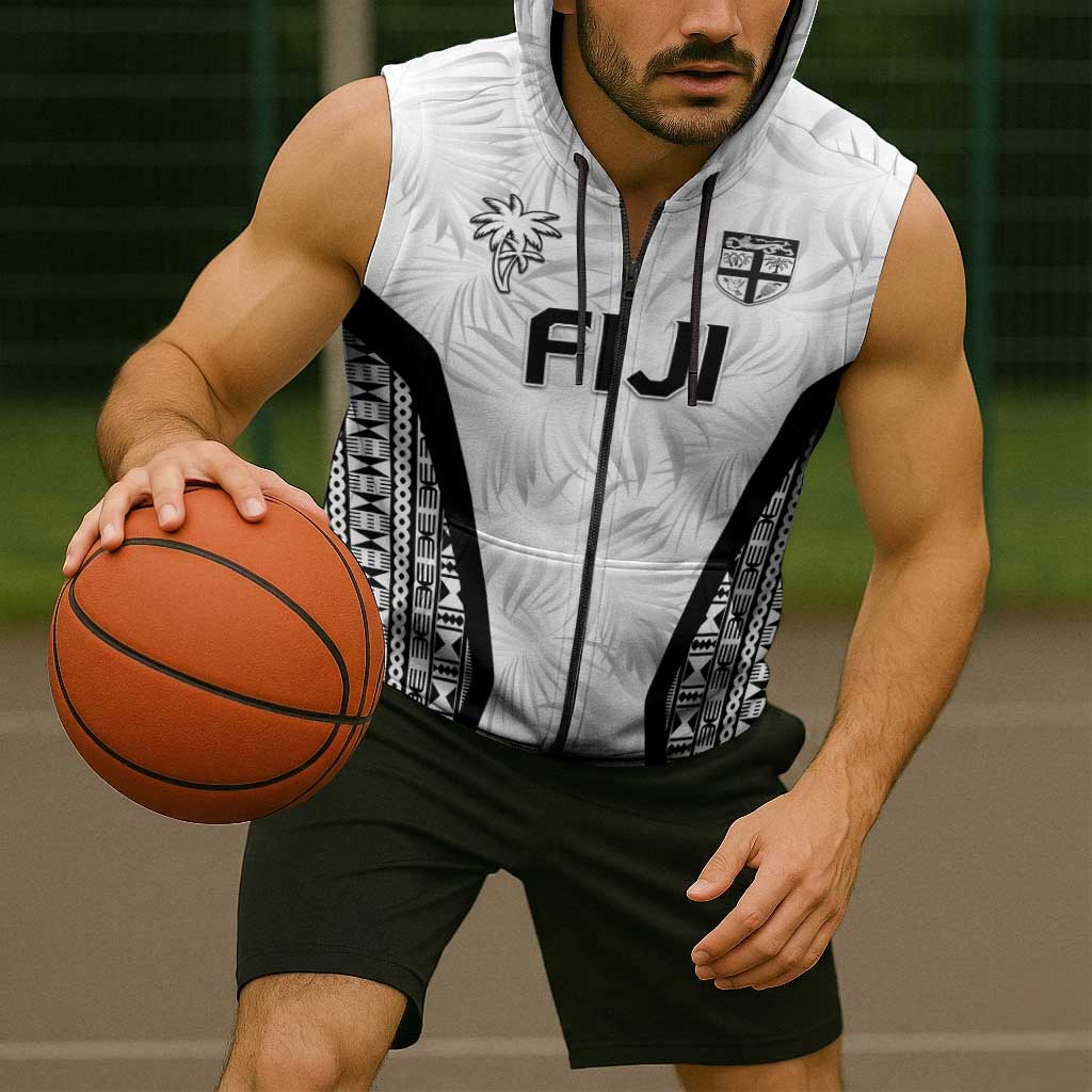 Custom Fiji 2026 Rugby Sleeveless Zip Hoodie Fijian Tapa Pattern LT05 - Polynesian Pride