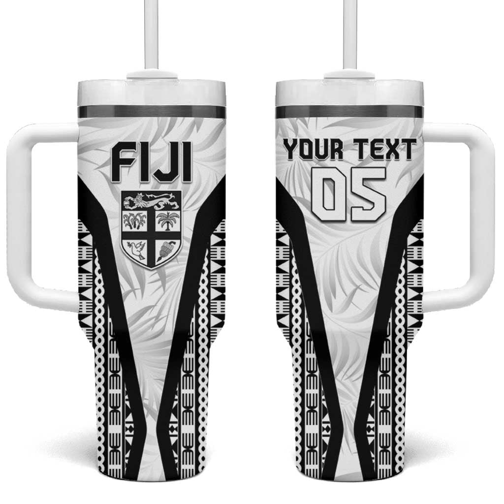 Custom Fiji 2026 Rugby Tumbler With Handle Fijian Tapa Pattern LT05 One Size: 40 oz White - Polynesian Pride