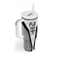 Custom Fiji 2026 Rugby Tumbler With Handle Fijian Tapa Pattern LT05 - Polynesian Pride