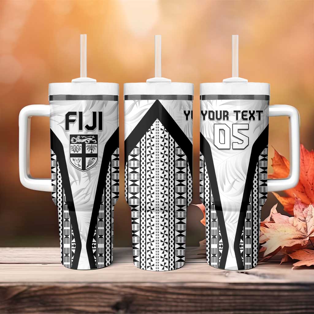Custom Fiji 2026 Rugby Tumbler With Handle Fijian Tapa Pattern LT05 - Polynesian Pride