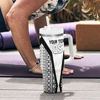 Custom Fiji 2026 Rugby Tumbler With Handle Fijian Tapa Pattern LT05 - Polynesian Pride