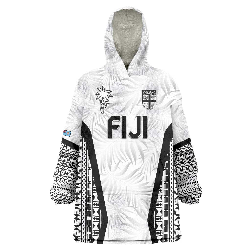 Custom Fiji 2026 Rugby Wearable Blanket Hoodie Fijian Tapa Pattern LT05 One Size White - Polynesian Pride