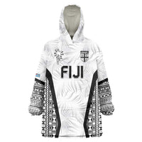 Custom Fiji 2026 Rugby Wearable Blanket Hoodie Fijian Tapa Pattern LT05 One Size White - Polynesian Pride