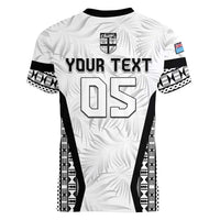 Custom Fiji 2026 Rugby Women V-Neck T-Shirt Fijian Tapa Pattern