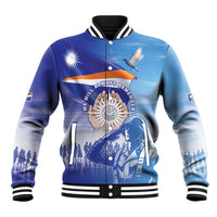 Personalised Marshall Islands Remembrance Day Baseball Jacket We Will Always Remember LT05 Unisex Blue - Polynesian Pride