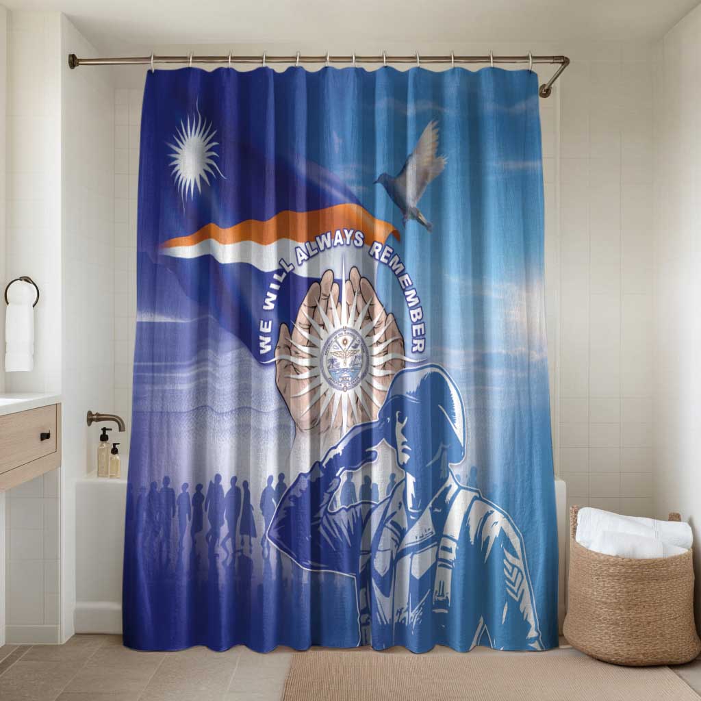 Marshall Islands Remembrance Day Bathroom Set We Will Always Remember LT05 Shower Curtain Only Blue - Polynesian Pride