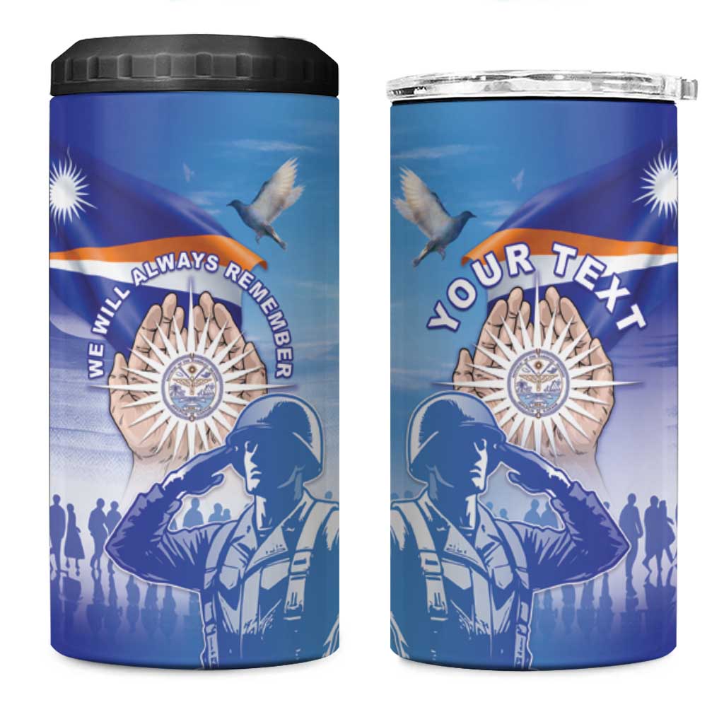 Personalised Marshall Islands Remembrance Day 4 in 1 Can Cooler Tumbler We Will Always Remember LT05 One Size: 16 oz Blue - Polynesian Pride