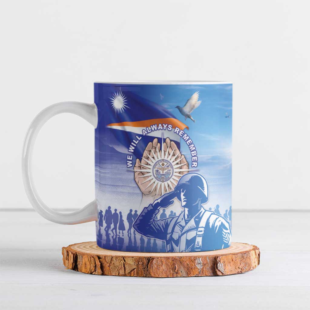 Personalised Marshall Islands Remembrance Day Ceramic Mug We Will Always Remember LT05 Blue - Polynesian Pride