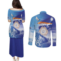 Personalised Marshall Islands Remembrance Day Couples Matching Puletasi and Long Sleeve Button Shirt We Will Always Remember LT05 - Polynesian Pride