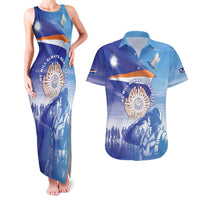 Personalised Marshall Islands Remembrance Day Couples Matching Tank Maxi Dress and Hawaiian Shirt We Will Always Remember LT05 Blue - Polynesian Pride