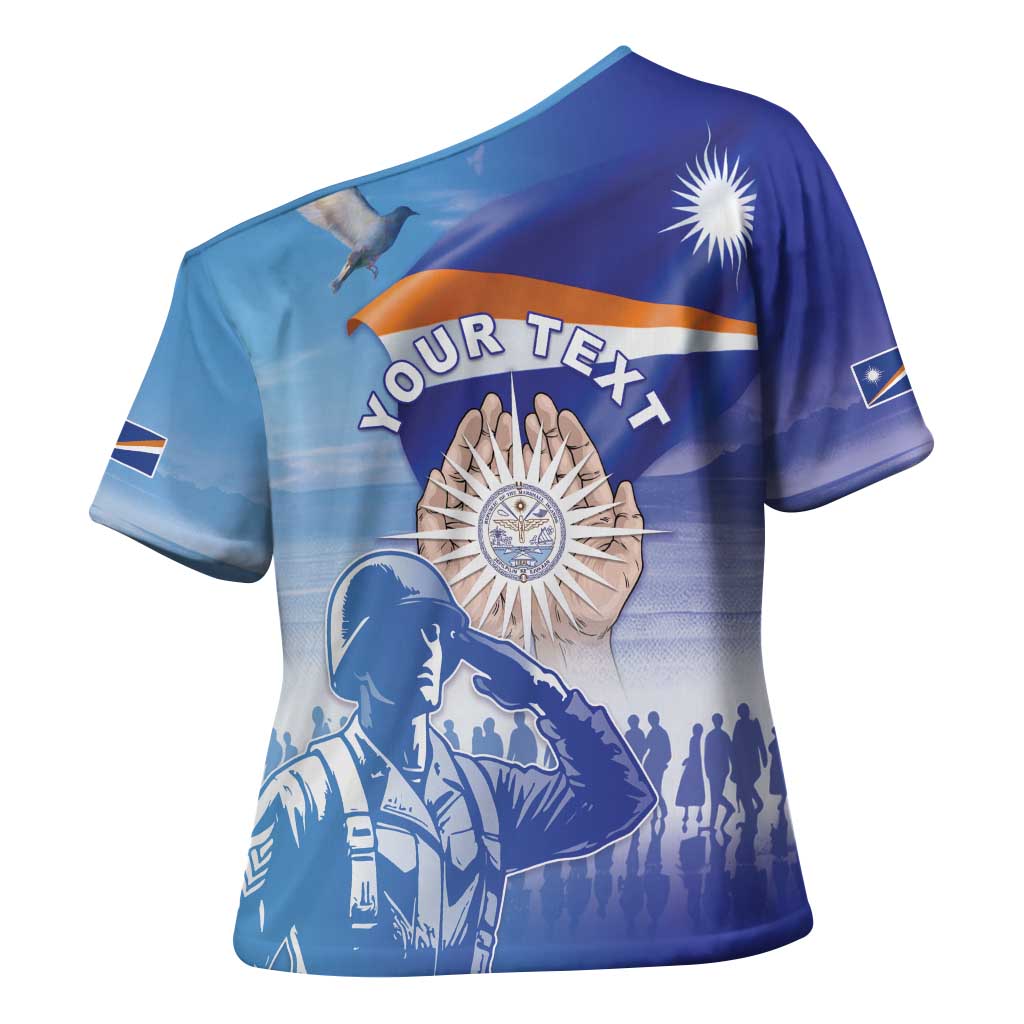 Personalised Marshall Islands Remembrance Day Cross Shoulder Shirt We Will Always Remember LT05 - Polynesian Pride