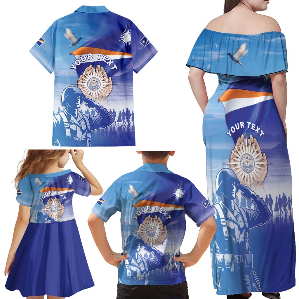 Personalised Marshall Islands Remembrance Day Family Matching Off Shoulder Maxi Dress and Hawaiian Shirt We Will Always Remember LT05 - Polynesian Pride