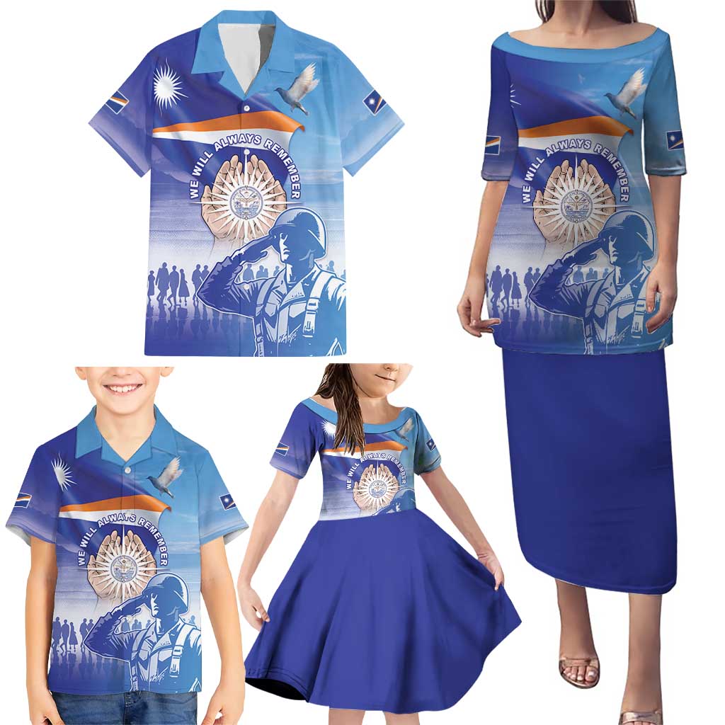Personalised Marshall Islands Remembrance Day Family Matching Puletasi and Hawaiian Shirt We Will Always Remember LT05 - Polynesian Pride