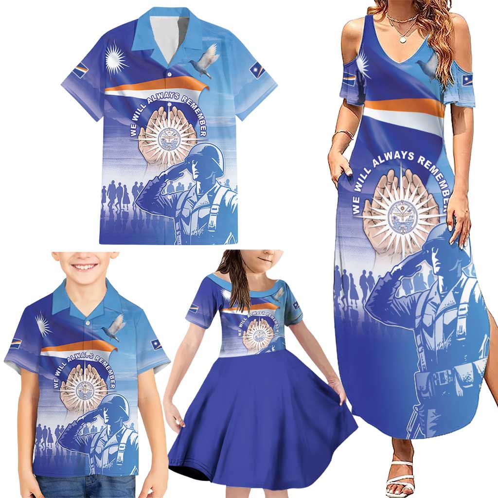 Personalised Marshall Islands Remembrance Day Family Matching Summer Maxi Dress and Hawaiian Shirt We Will Always Remember LT05 - Polynesian Pride