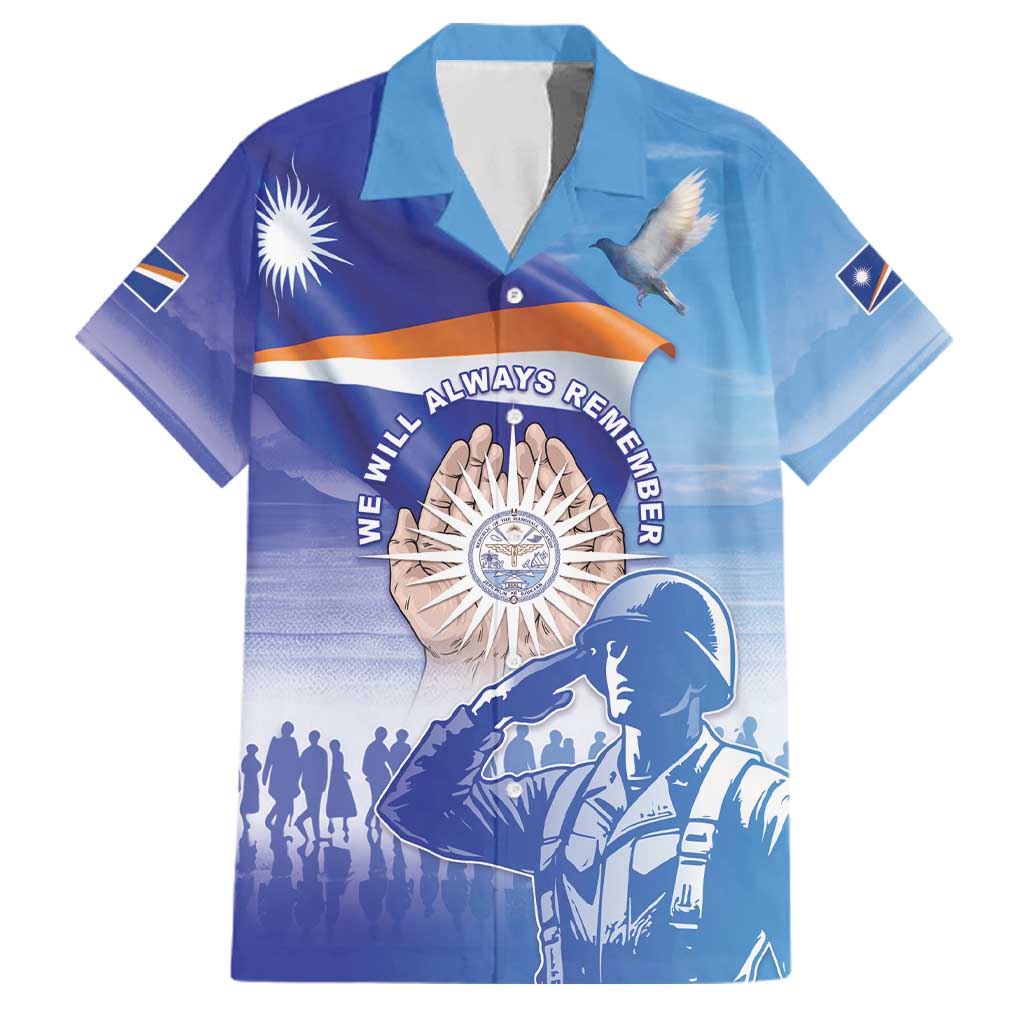 Personalised Marshall Islands Remembrance Day Family Matching Summer Maxi Dress and Hawaiian Shirt We Will Always Remember LT05 Dad's Shirt - Short Sleeve Blue - Polynesian Pride