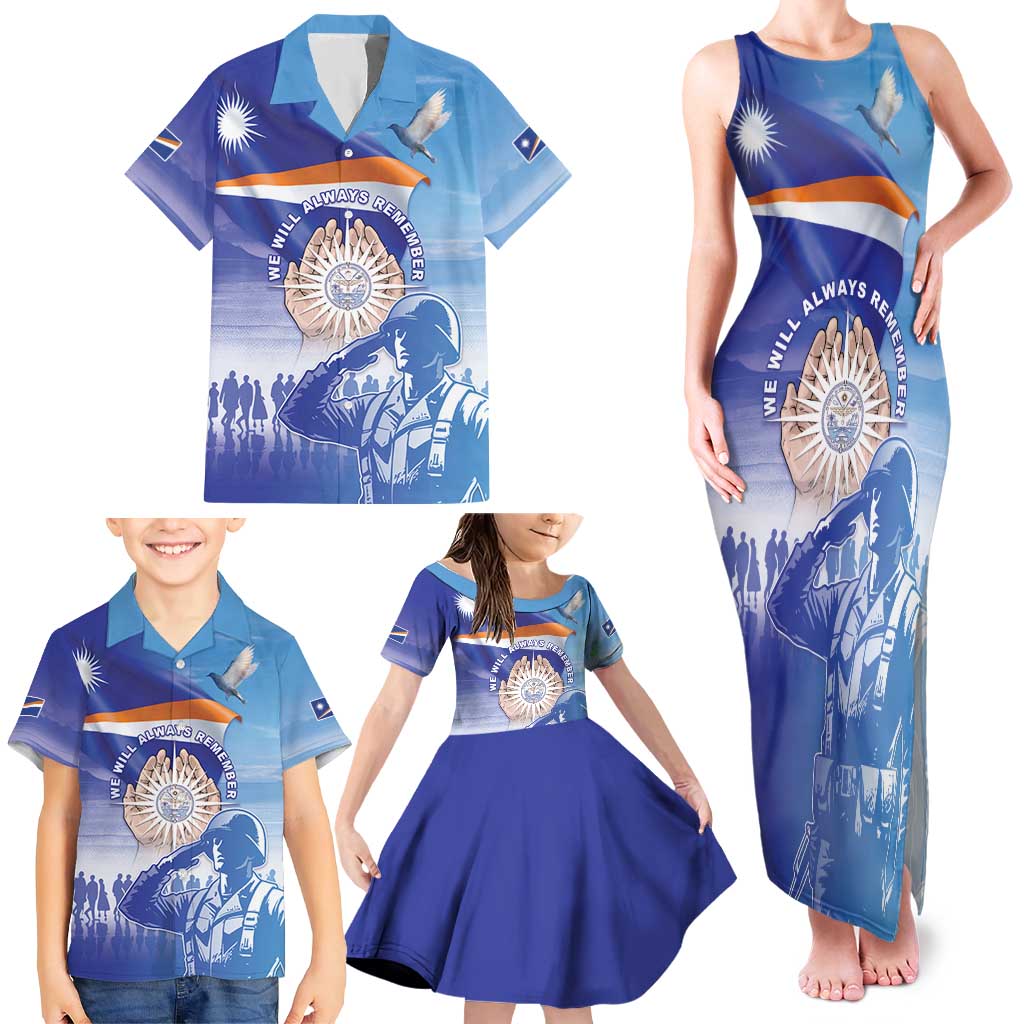 Personalised Marshall Islands Remembrance Day Family Matching Tank Maxi Dress and Hawaiian Shirt We Will Always Remember LT05 - Polynesian Pride