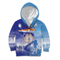 Personalised Marshall Islands Remembrance Day Kid Hoodie We Will Always Remember LT05 Zip Hoodie Blue - Polynesian Pride