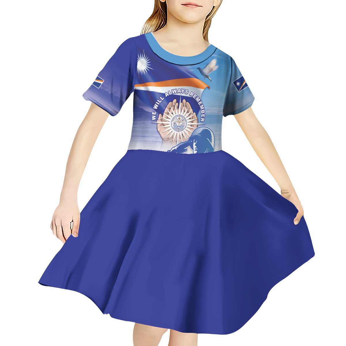 Personalised Marshall Islands Remembrance Day Kid Short Sleeve Dress We Will Always Remember LT05 - Polynesian Pride