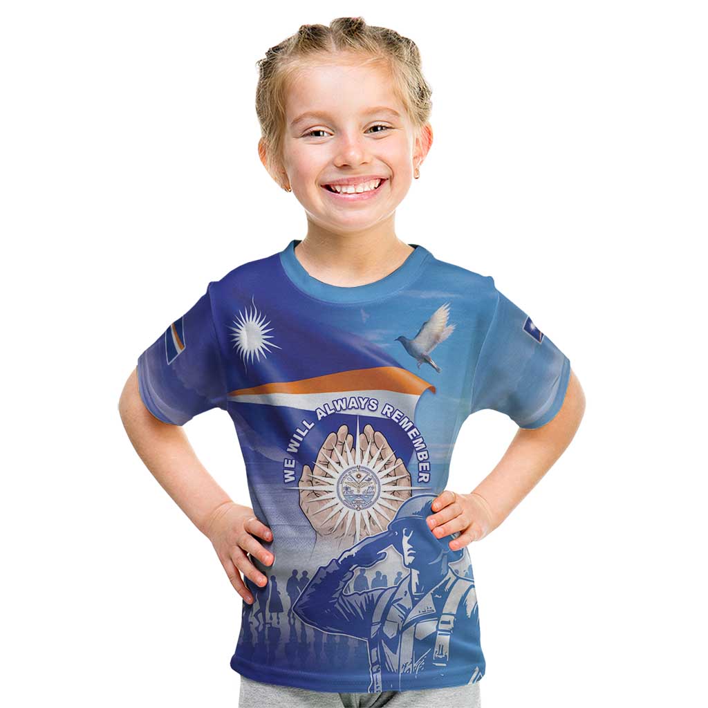 Personalised Marshall Islands Remembrance Day Kid T Shirt We Will Always Remember LT05 Blue - Polynesian Pride