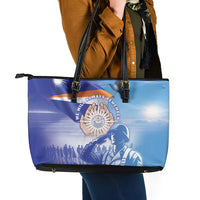 Marshall Islands Remembrance Day Leather Tote Bag We Will Always Remember LT05 - Polynesian Pride