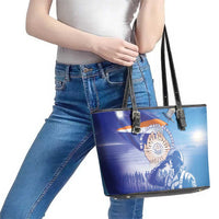 Marshall Islands Remembrance Day Leather Tote Bag We Will Always Remember LT05 - Polynesian Pride