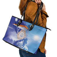 Marshall Islands Remembrance Day Leather Tote Bag We Will Always Remember LT05 - Polynesian Pride