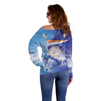 Personalised Marshall Islands Remembrance Day Off Shoulder Sweater We Will Always Remember LT05 - Polynesian Pride