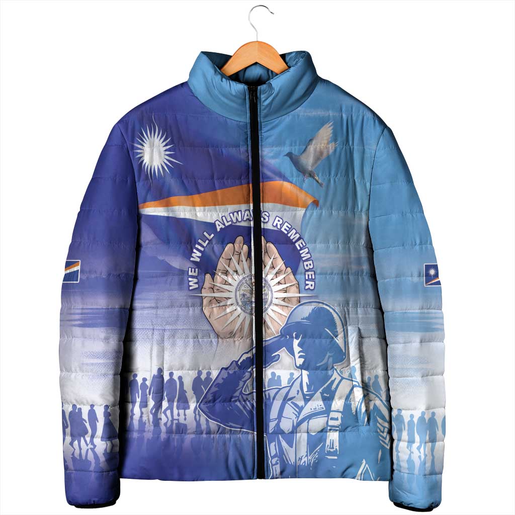 Personalised Marshall Islands Remembrance Day Padded Jacket We Will Always Remember LT05 - Polynesian Pride