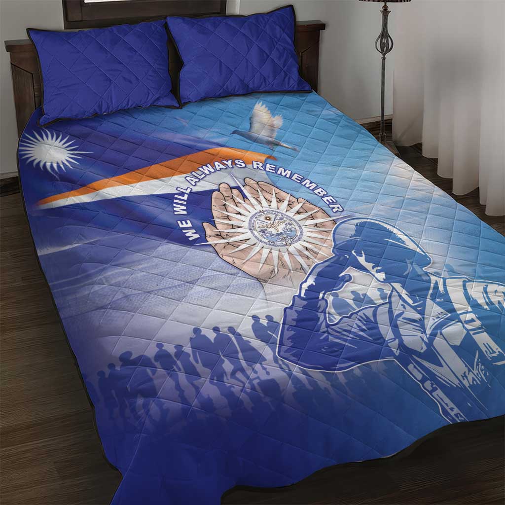 Marshall Islands Remembrance Day Quilt Bed Set We Will Always Remember LT05 Blue - Polynesian Pride