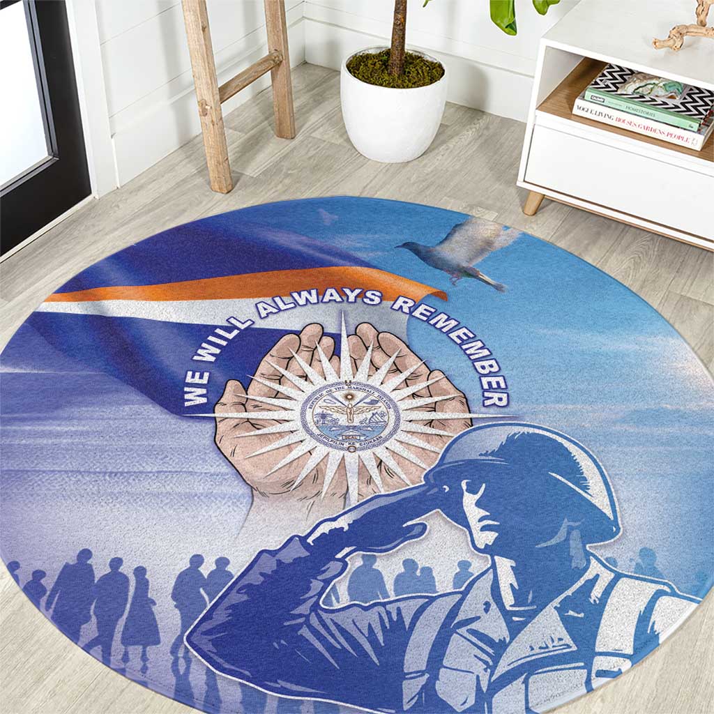 Marshall Islands Remembrance Day Round Carpet We Will Always Remember LT05 Blue - Polynesian Pride