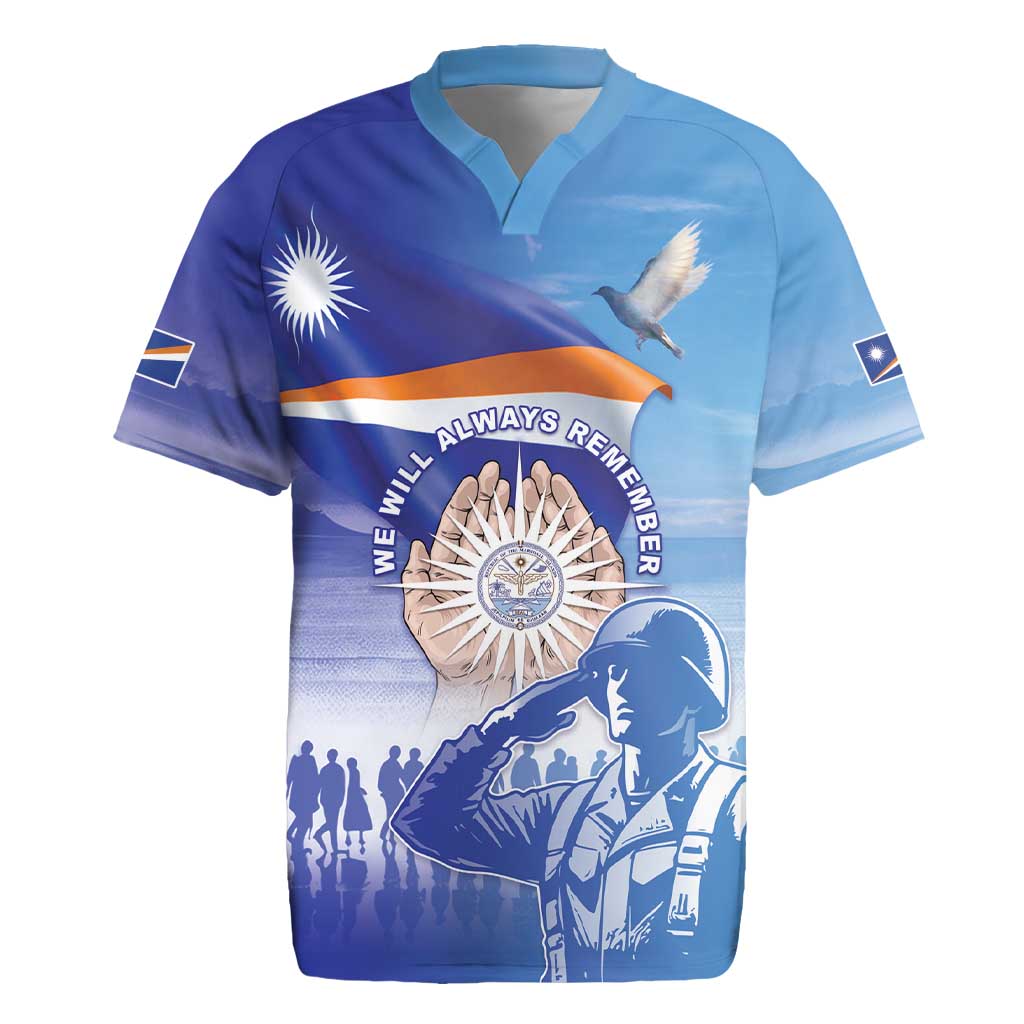 Personalised Marshall Islands Remembrance Day Rugby Jersey We Will Always Remember LT05 Blue - Polynesian Pride