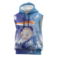 Personalised Marshall Islands Remembrance Day Sleeveless Hoodie We Will Always Remember LT05 Blue - Polynesian Pride
