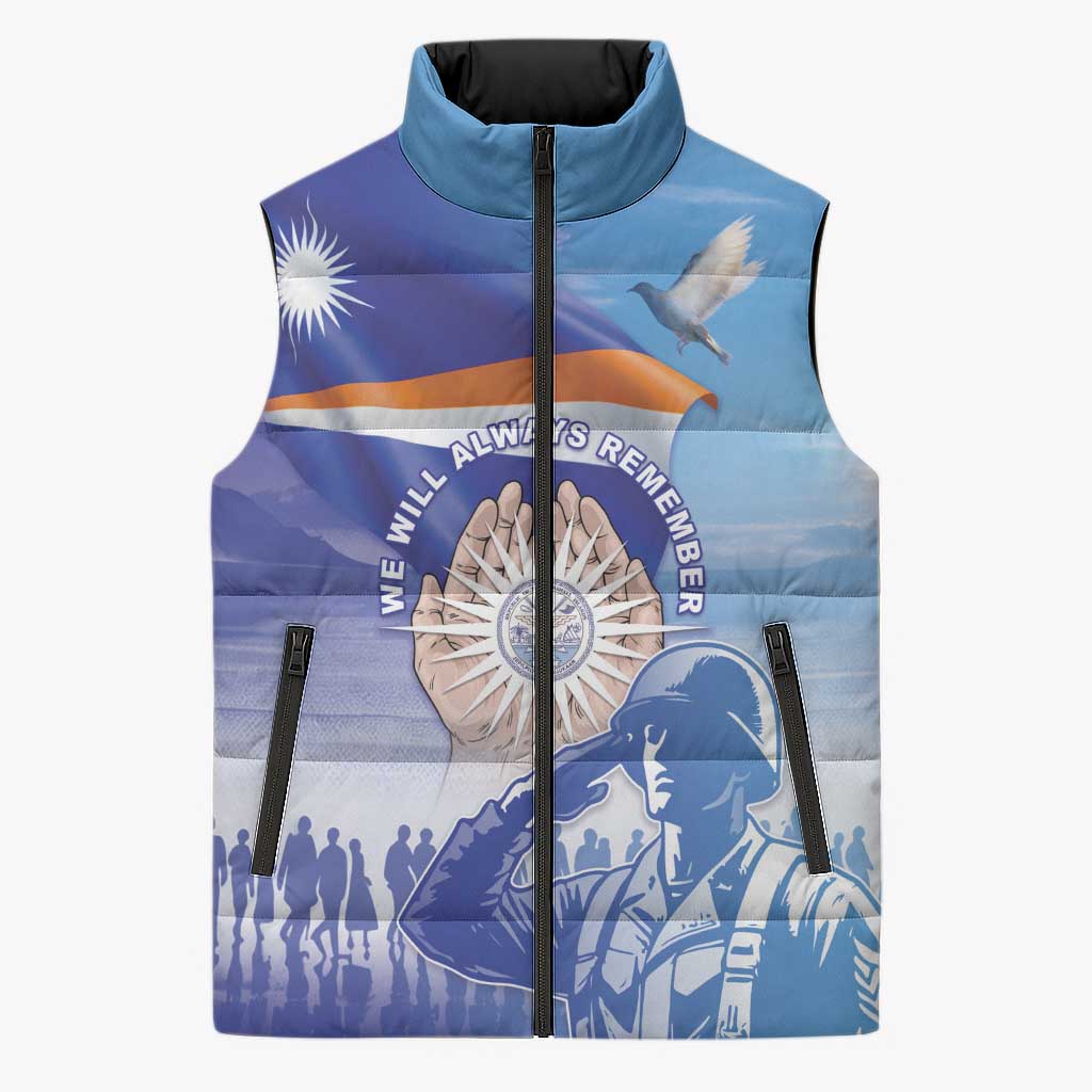 Personalised Marshall Islands Remembrance Day Sleeveless Puffer Jacket We Will Always Remember