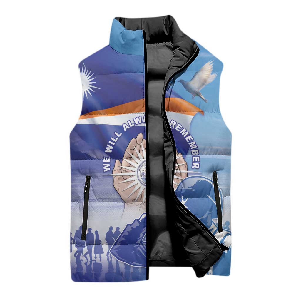 Personalised Marshall Islands Remembrance Day Sleeveless Puffer Jacket We Will Always Remember