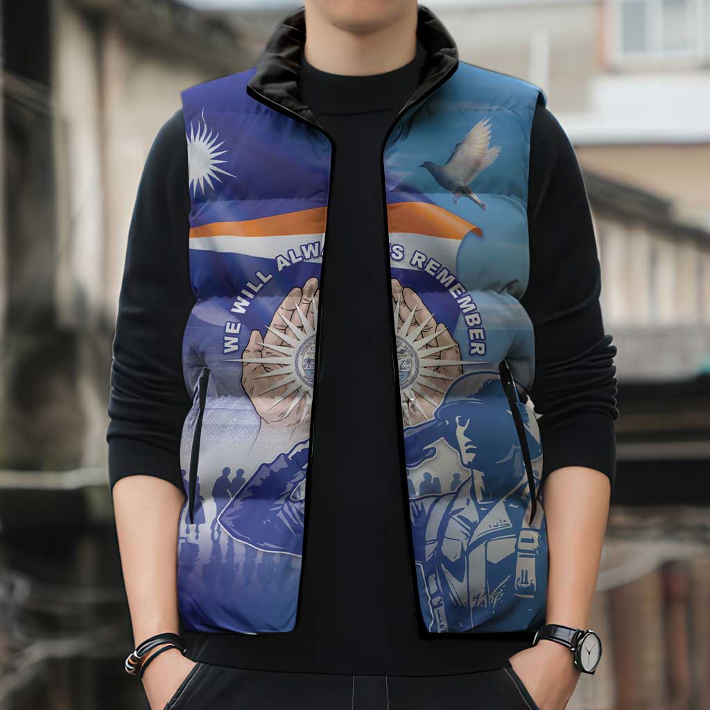 Personalised Marshall Islands Remembrance Day Sleeveless Puffer Jacket We Will Always Remember