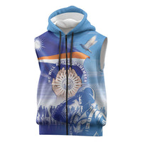 Personalised Marshall Islands Remembrance Day Sleeveless Zip Hoodie We Will Always Remember LT05 Blue - Polynesian Pride