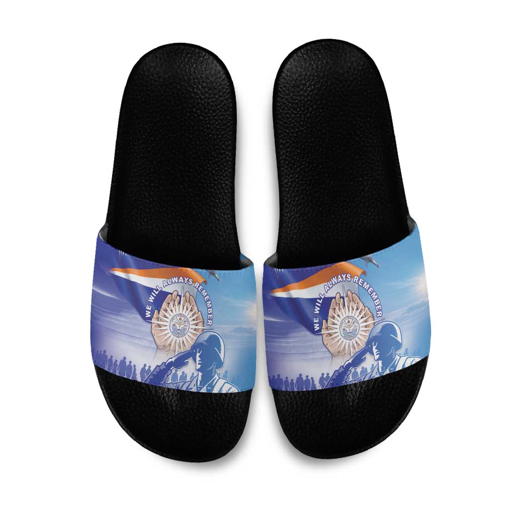 Marshall Islands Remembrance Day Slide Sandals We Will Always Remember LT05 Blue - Polynesian Pride