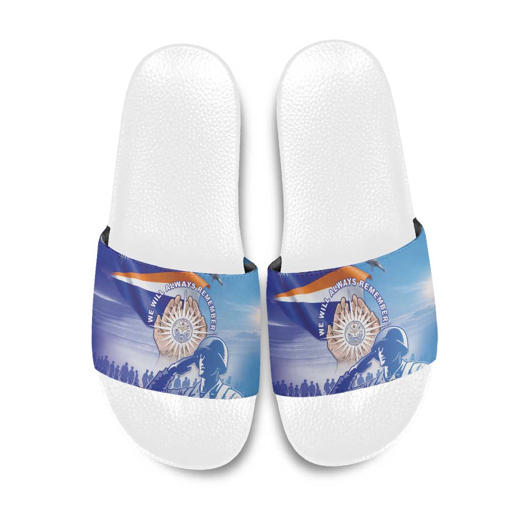 Marshall Islands Remembrance Day Slide Sandals We Will Always Remember LT05 Blue - Polynesian Pride