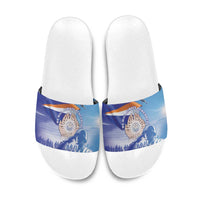 Marshall Islands Remembrance Day Slide Sandals We Will Always Remember LT05 Blue - Polynesian Pride