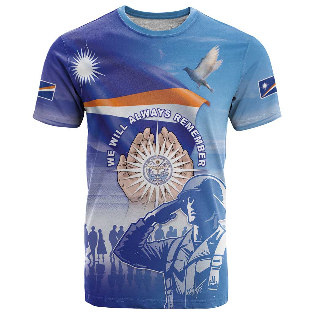 Personalised Marshall Islands Remembrance Day T Shirt We Will Always Remember LT05 Blue - Polynesian Pride