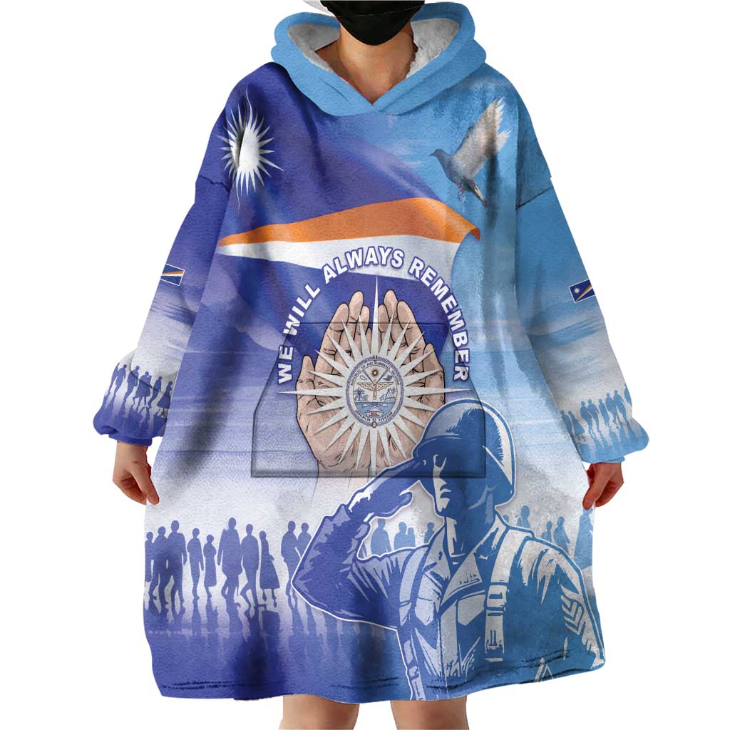 Personalised Marshall Islands Remembrance Day Wearable Blanket Hoodie We Will Always Remember LT05 - Polynesian Pride