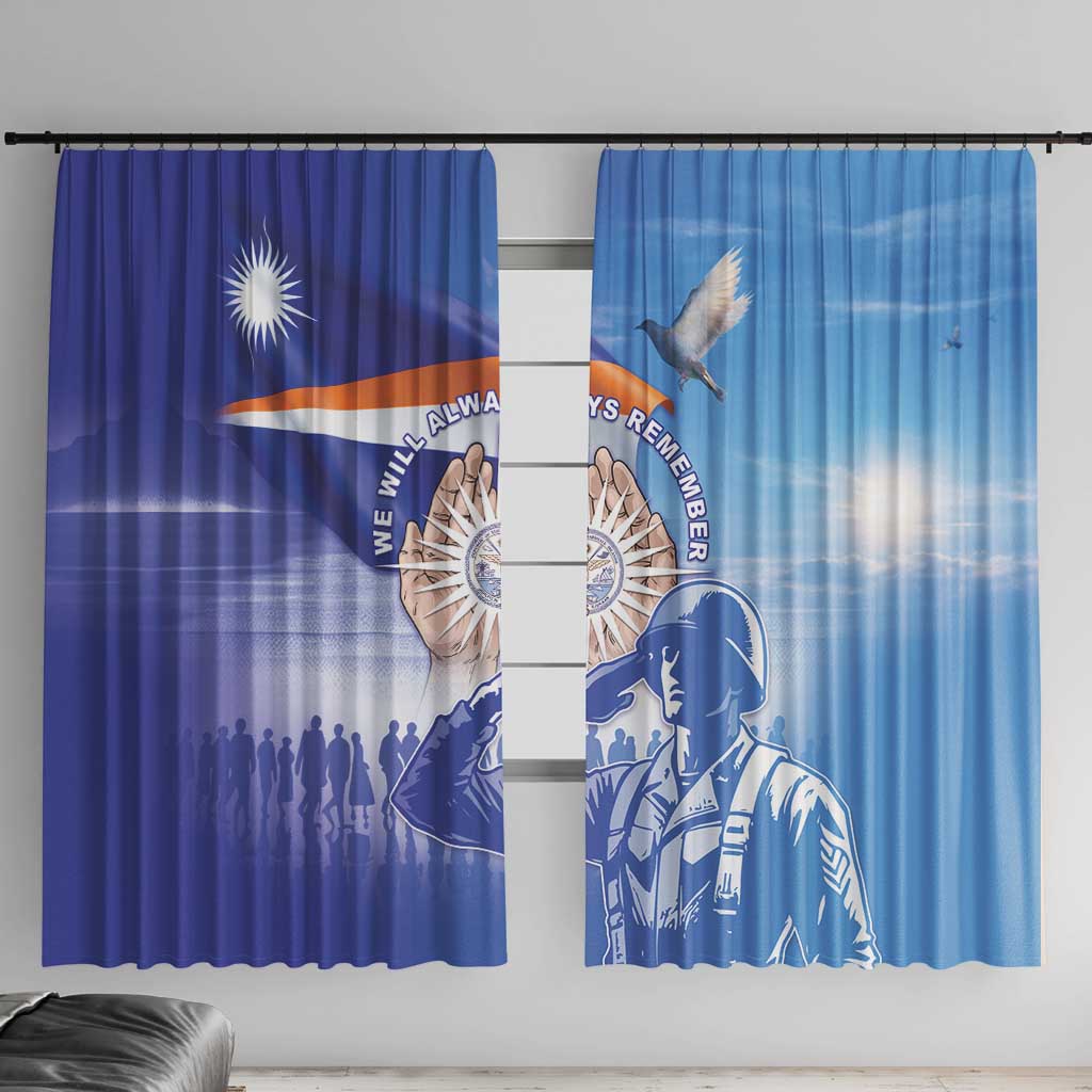Marshall Islands Remembrance Day Window Curtain We Will Always Remember LT05 With Hooks Blue - Polynesian Pride