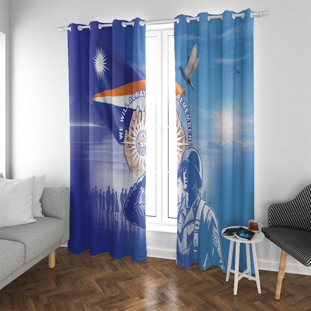 Marshall Islands Remembrance Day Window Curtain We Will Always Remember LT05 With Grommets Blue - Polynesian Pride