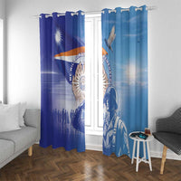 Marshall Islands Remembrance Day Window Curtain We Will Always Remember LT05 With Grommets Blue - Polynesian Pride