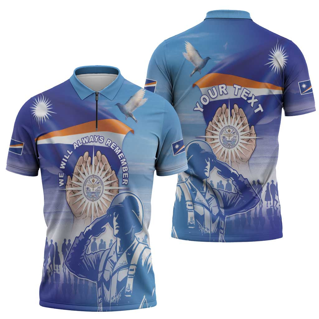 Personalised Marshall Islands Remembrance Day Zipper Polo Shirt We Will Always Remember LT05 - Polynesian Pride