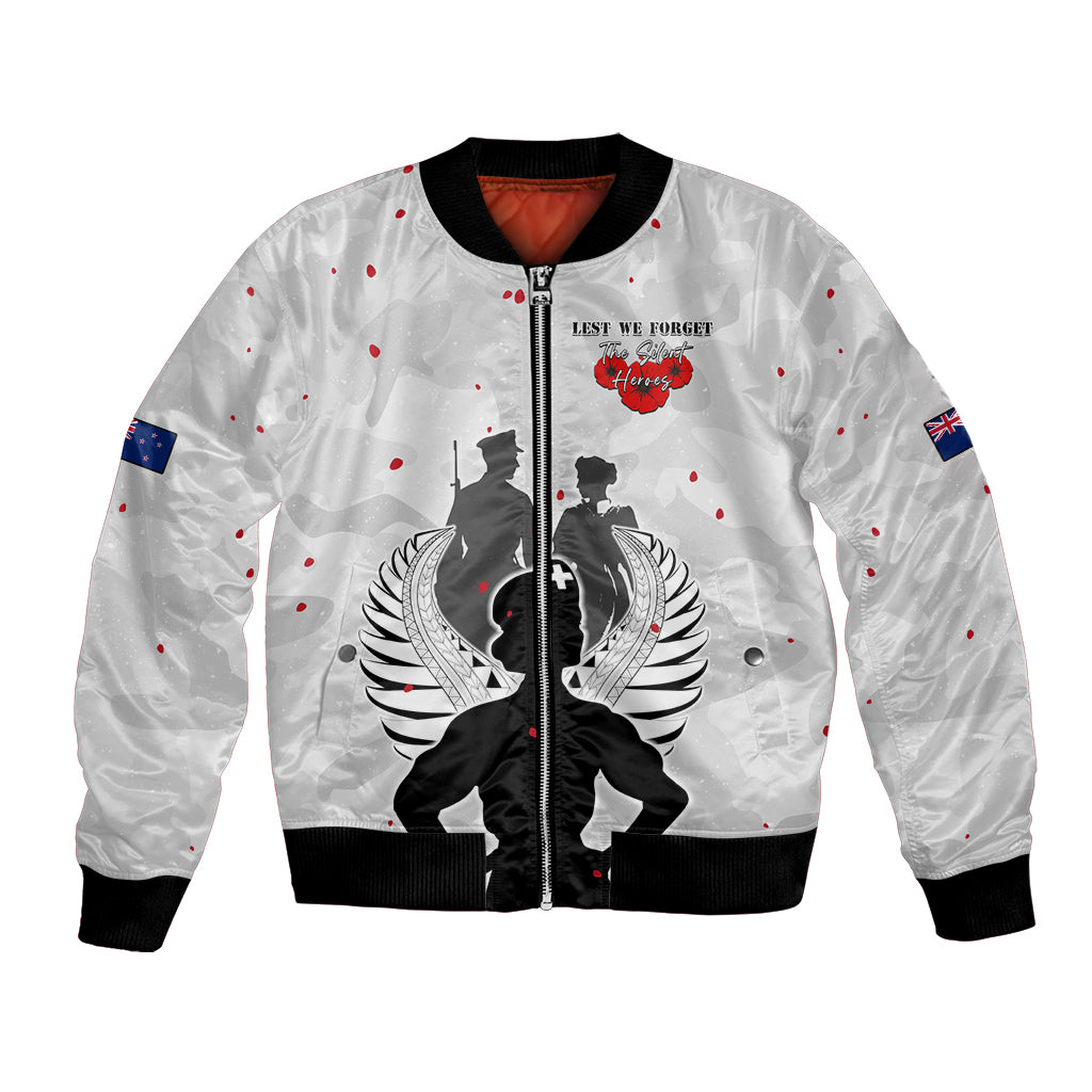 New Zealand ANZAC Day Bomber Jacket For The Nurse Lest We Forget LT05 Unisex White - Polynesian Pride