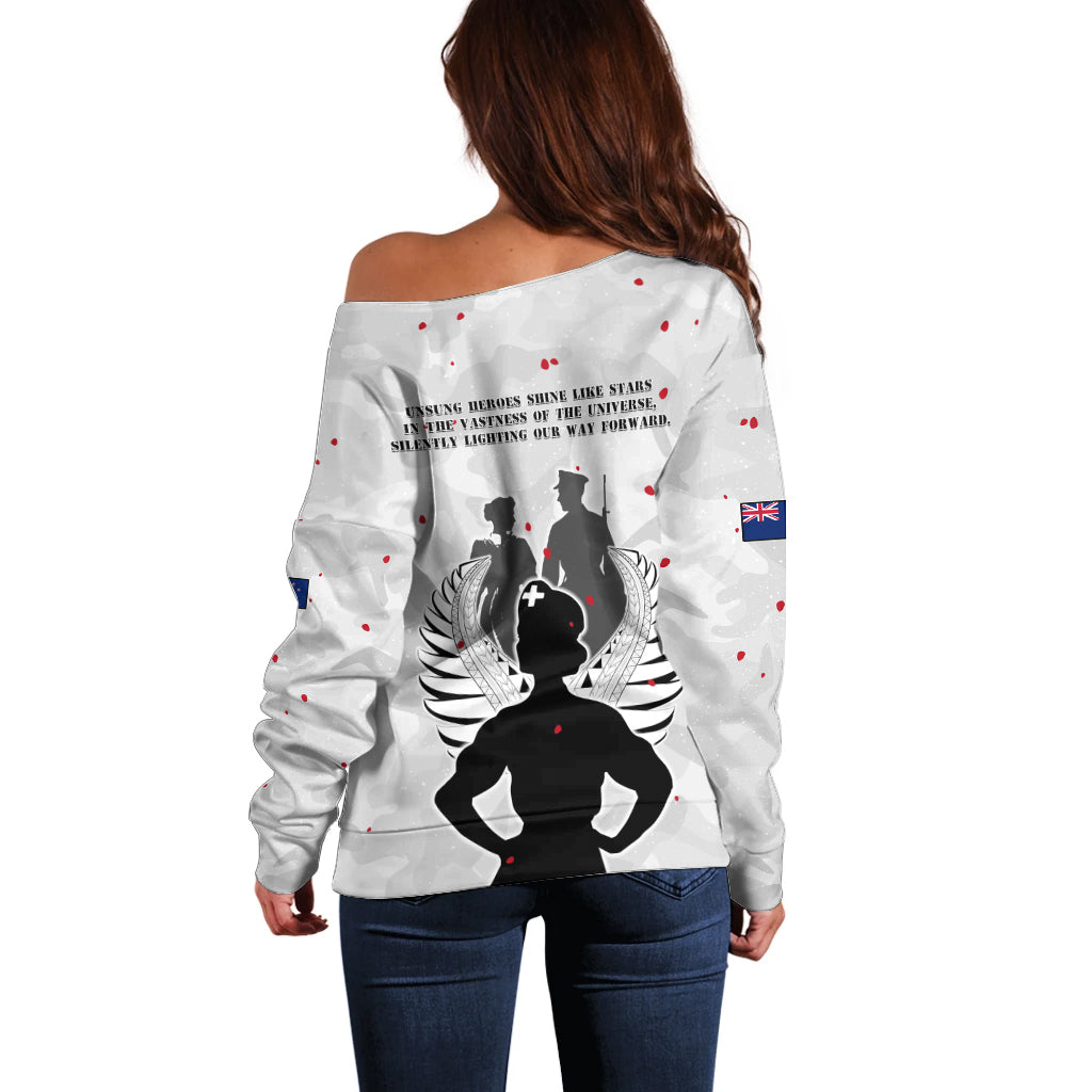 New Zealand ANZAC Day Off Shoulder Sweater For The Nurse Lest We Forget LT05 - Polynesian Pride