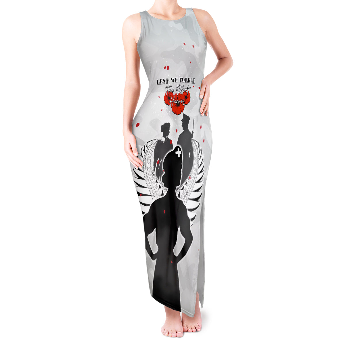 New Zealand ANZAC Day Tank Maxi Dress For The Nurse Lest We Forget LT05 Women White - Polynesian Pride